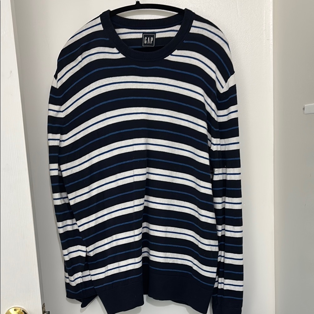 GAP Blue and White Crewneck Sweater Nautical Stripes